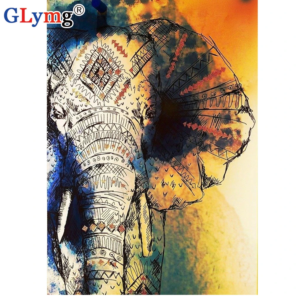 Diy Handicrafts Diamond Painting Full Drill Cross Stitch Square Indian Elephant Diamond Embroidery Rhinestones Animal Picture