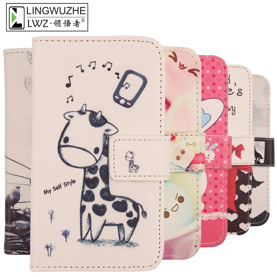 

LINGWUZHE Cute Flip PU Leather Cell Phone Case Credit Card Slot Cover For Philips S309 4''