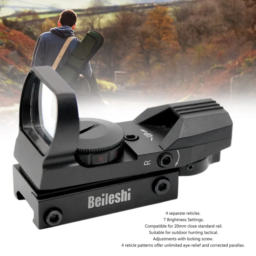 

Professional Tactical Holographic Red Green Riflescope Dot Holographic 1x22x33 Reflex 4 Reticle Hunting Sight Scope Tool