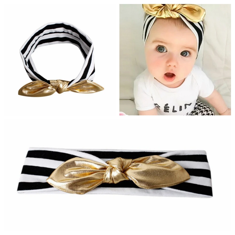 

Yundfly Fashion Baby Headband Newborn Gold Bow Knotted Kids Cotton Hair Accessories