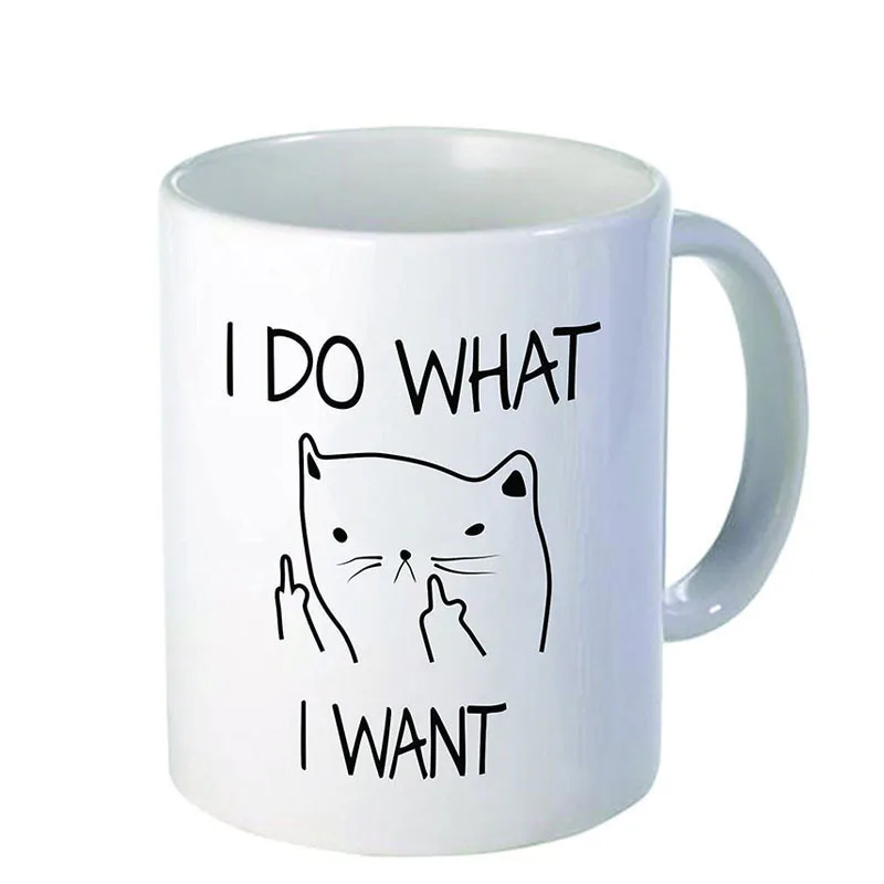 

Ceramic Creative Cat Coffee Mug Funny Cat I DO WHAT I WANT Middle Finger Mugs For Coffee Tea Milk cups Microwave Novelty Gifts