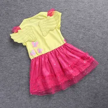 2017 little girls new fashion color gauze dress girl tutu dress My pony kids cartoon princess baby lace sequin dress clothes