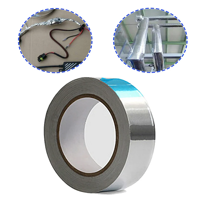 1Roll Chrome Aluminium Foil Tape Thickness 0.06mm Roll Tape 3cm x 20m High Temperature Resistant Foil Tapes Mayitr