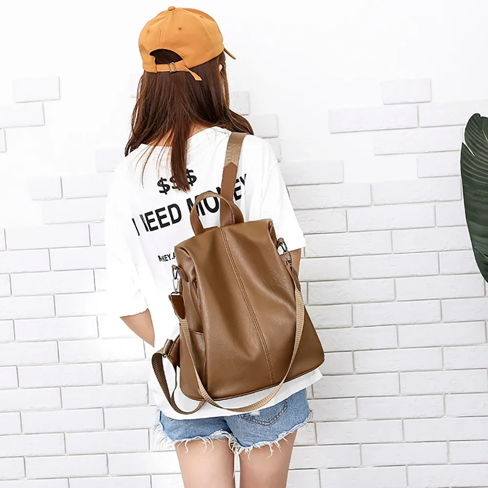 Mochila De marca superior para mujer, Mochila antirrobo, Mochila informal de cuero suave de doble uso, mochilas pequeñas, Mochila Escolar, envío directo