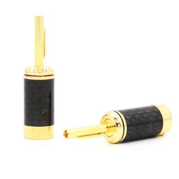 

4pcs 24K gold Plated Carbon Fiber Speaker Cable Banana Terminal Plug Connector