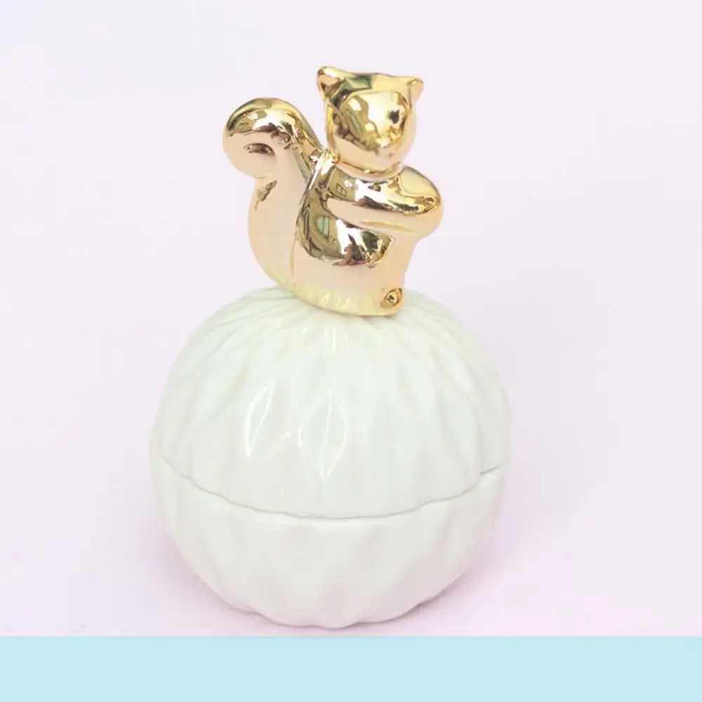 

Golden ceramic jewelry box with cover squirrel starfish bird bear rabbit storage box ins girl heart gift