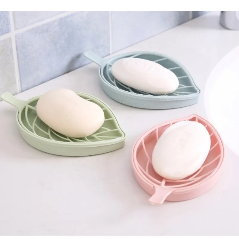 ورقة شكل الصابون مربع طبقة مزدوجة استنزاف أطباق للصابون حامل المحمولة السفر الصابون تخزين حاوية علب دش لوازم الحمام