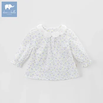

DBZ7253 dave bella spring baby girls floral shirt kids cotton sweet tops children high quality blouses
