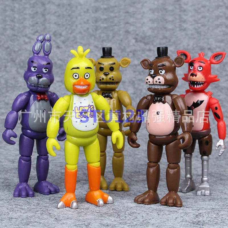 

5Pcs/Set Horror survival game Five Nights at Freddy's Freddy Golden Freddy Chica PVC Action Figure Splice Model Toys Bagged N832