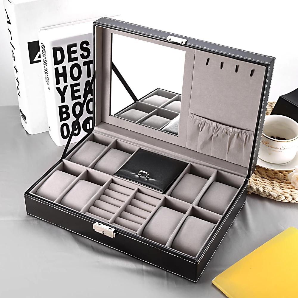 Multifunctional 8 Watch Box Jewelry Organizer