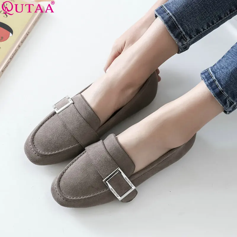 

QUTAA 2019 Women Pumps Cow Suede Fashion Women Shoes Spring/ Autumn Square Heel Platofrm Slip on Casual Ladies Pumps Size 34-42