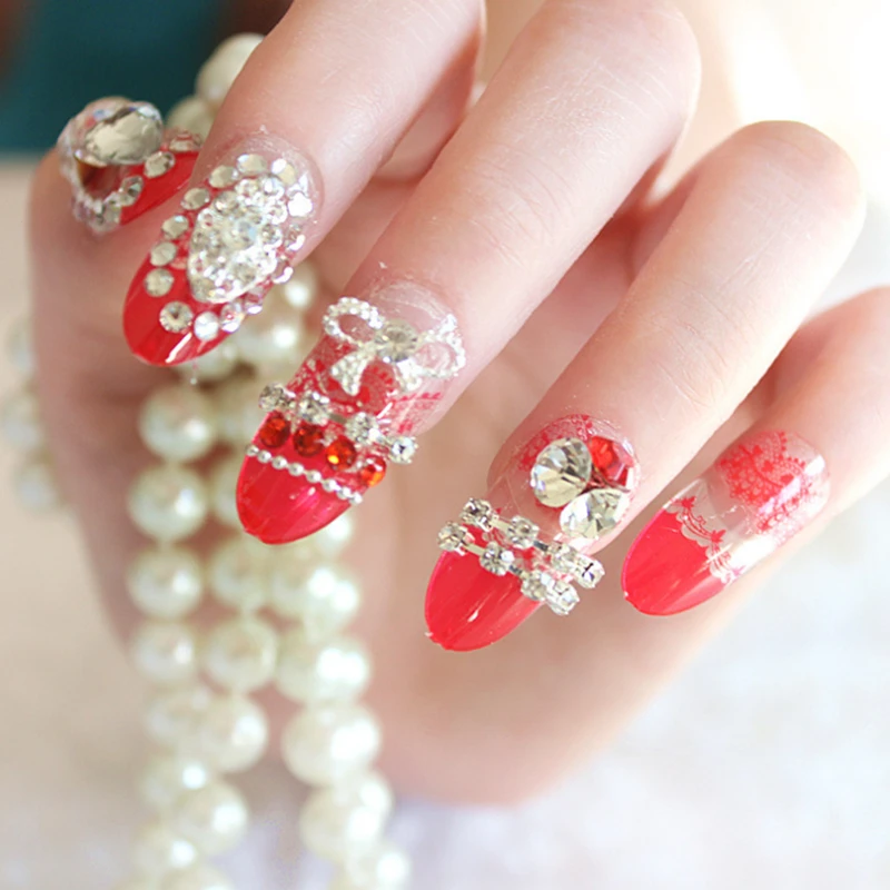 2019 Новые Накладные ногти большой алмаз лук серии мелкие бриллианты Выделите роскоши и благородное изменение дизайн ногтей советы SH07