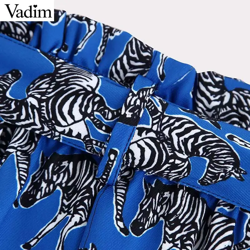 Vadim женские шорты с принтом зебры галстук-бабочка пояса эластичный пояс, карманы с животным узором женские шикарные шорты pantalones cortos SA175