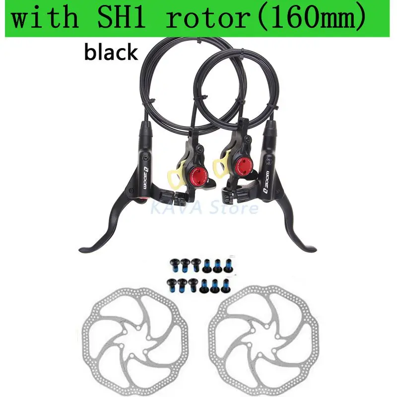 Зум HB-875 тормоз для велосипеда MTB Гидравлический горный велосипед дисковый тормоз левый и правый рычаг с ротором набор PK SHIMANO MT200 аксессуары - Цвет: black with SH1 160