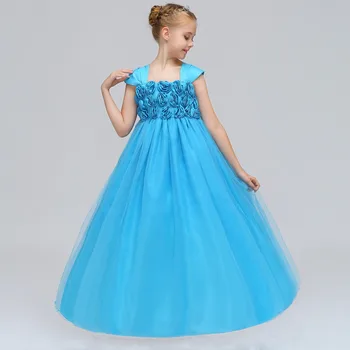 

Lovely Cute Hand Flower Square Neck Cap Sleeves Tulle A-line Princess Flower Girl Dresses For Weddings First Communnion Gown