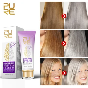 

PURC Blonde Purple Hair Shampoo Removes yellow and brassy tones for silver Ash look Purple Hair Shampoo 100ml