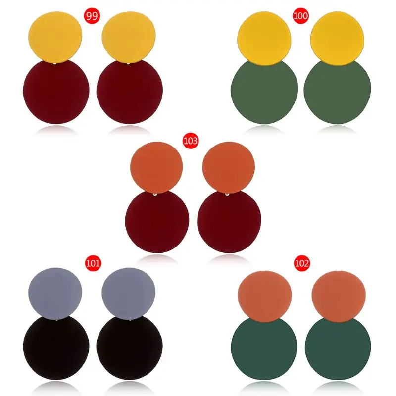 

New Acrylic Earrings Double Color Round Pendant Creative Vintage Fashion Jewelry
