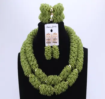 

Gorgeous Christmas Costume African Beads Jewelry Set Nigerian Wedding Crystal Necklace Set Party Bride Jewellery Gift Set