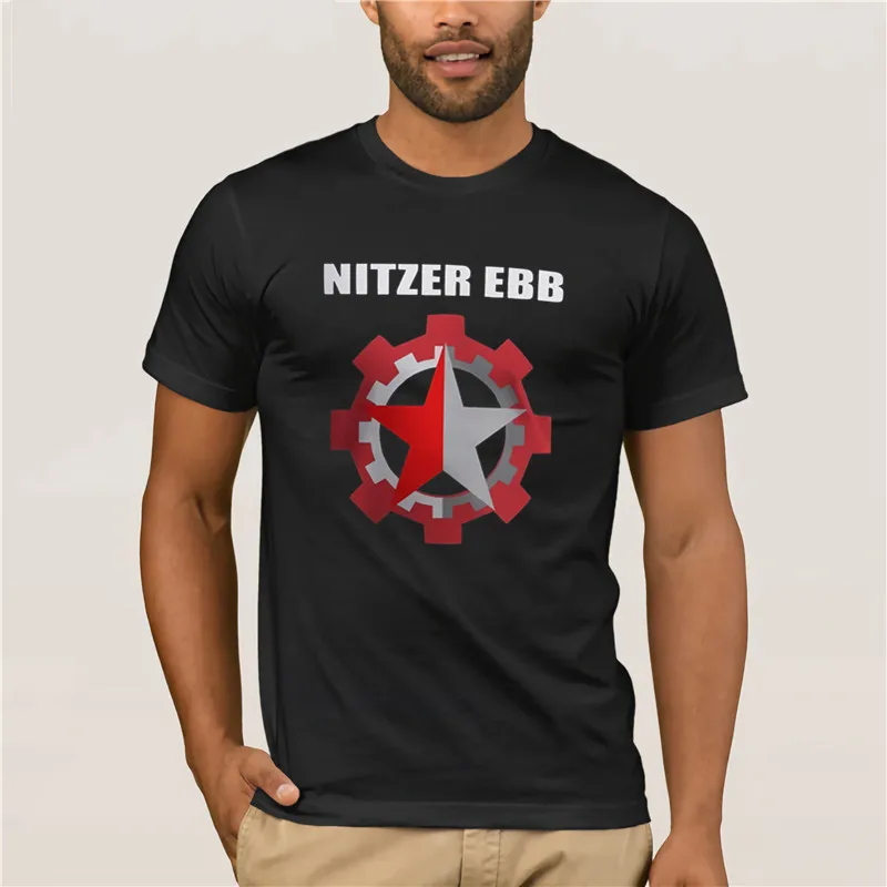 

Summer Fit Slim Men T-Shirts 100% Cotton Men's Sportswear Nitzer Ebb That Total Age Rock Band Men's Black Size Cartoon T-shirt