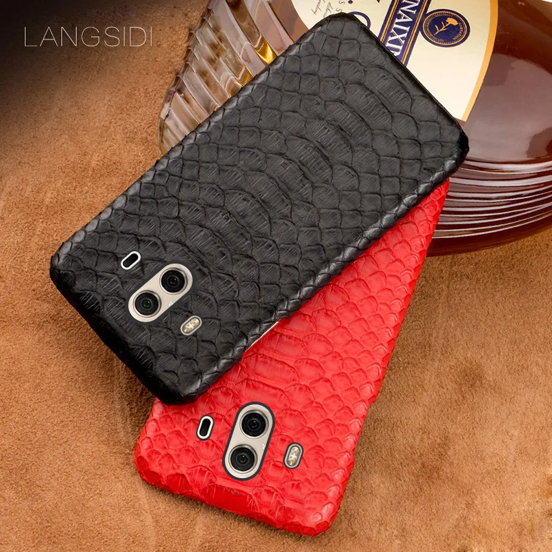 

wangcangli mobile phone shell For Huawei Mate 10 mobile phone case advanced custom natural python skin Leather Case