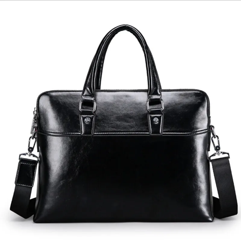 

2016 High Quality Men Business Handbags Black Leather briefcase dress men messenger bags Men Shoulder Bag