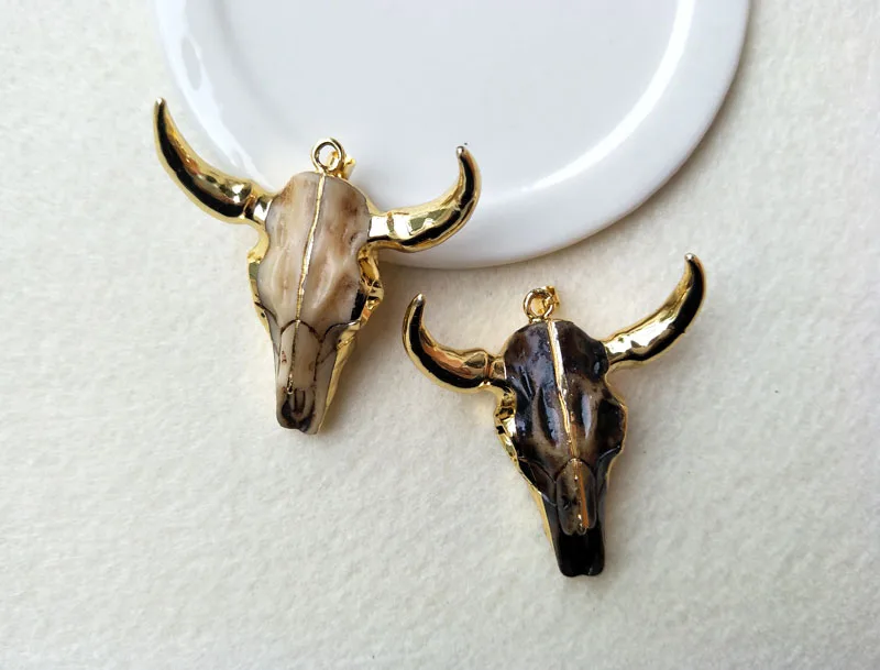 5PCS/lot Gold color horn cattle Tau Pendant, Longhorn bull oxhead