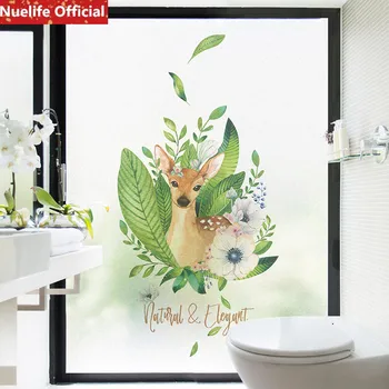 

Plant flowers elk pattern electrostatic frosted glass film bathroom kidsroom living room bedroom holiday door pvc sunscreen film