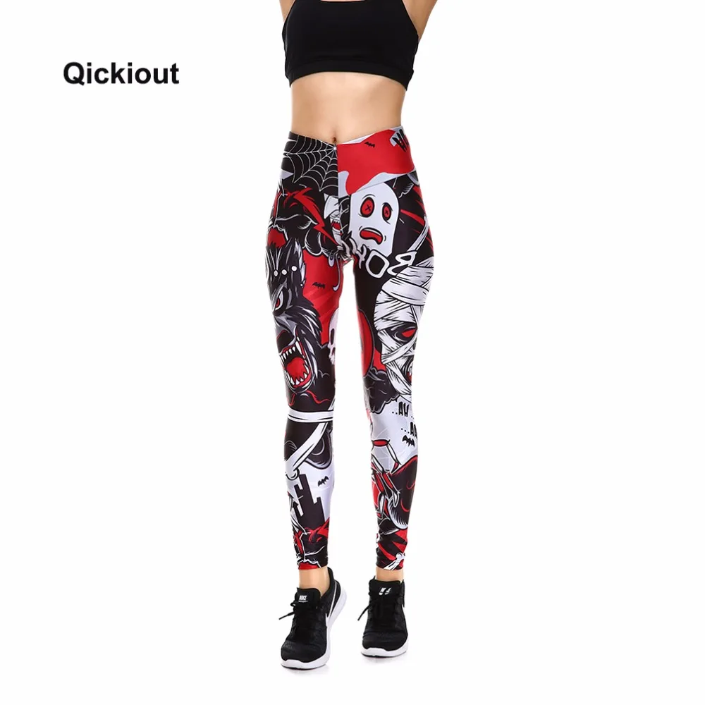 Женские леггинсы Qickitout повседневные штаны на весну и осень с 3D волком|women casual