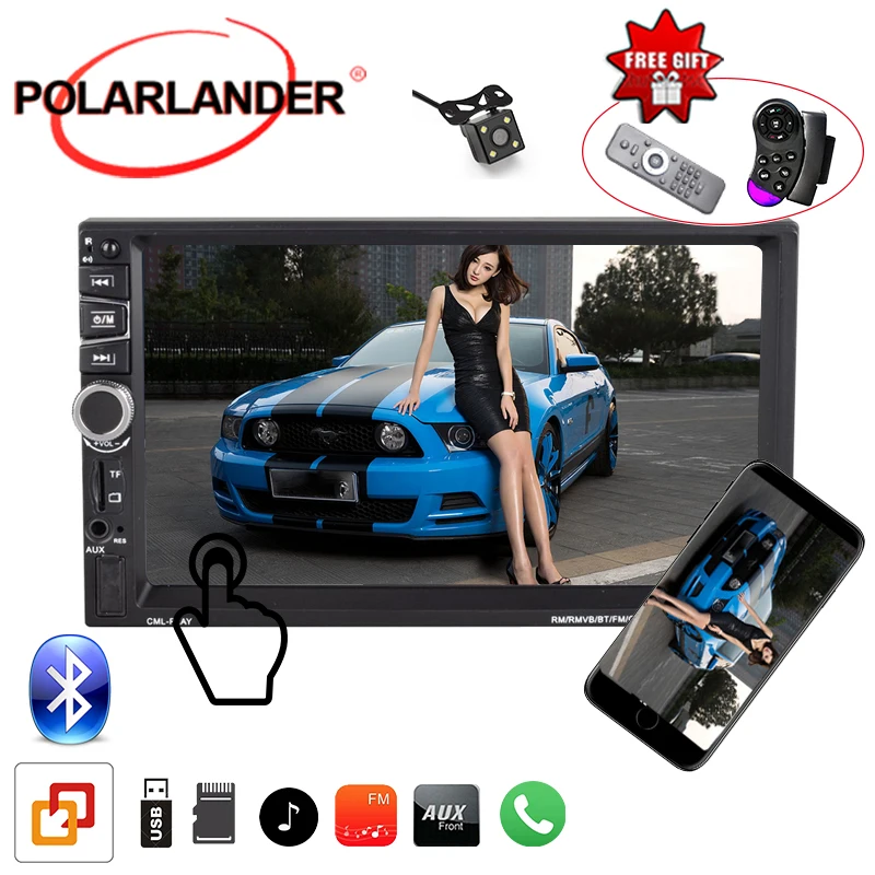 7'✭in автомобильное радио стерео MP5 FM/TF/USB/AUX Bluetooth зеркальное соединение для