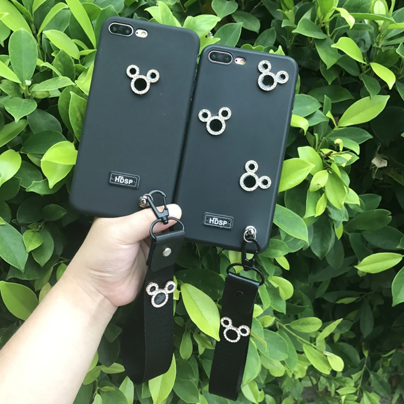 Aoweziic Tide brand rhinestones Wrist with For iPhone X XR XS MAX mobile phone shell 6S protective sleeve 8p soft silicone 7Plus