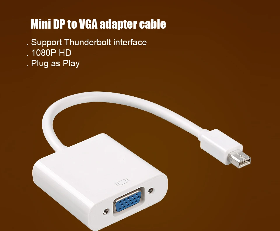 Mini DisplayPort Thunderbolt Display Port Mini DP To VGA Cable Adapter 1080P For MacBook Air Pro Video Extension Converter Cable (1)