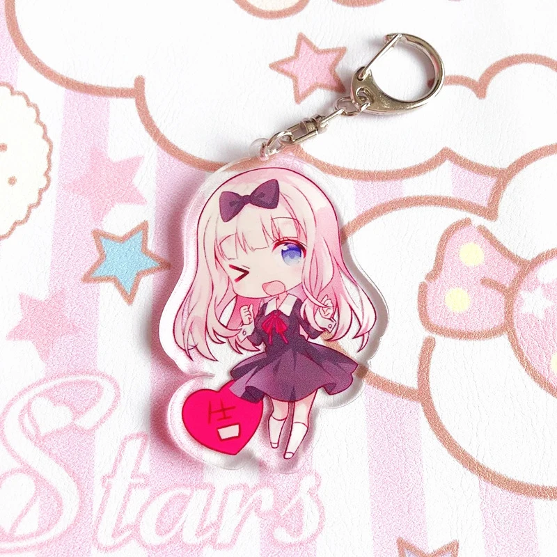 5 Types Anime Kaguya-sama: Love Is War Keychain Fujiwara Chika Shinomiya Kaguya Keychain Doubleside Pendant Keyring