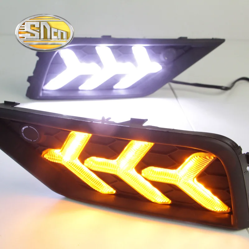 SNCN с желтым функции поворота 12В DRL автомобиля светодиодными фарами дневного света лампы дневного света для Фольксваген тигуан 2017 2018 SNCN с желтым функции поворота 12В DRL автомобиля светодиодными фарами дневного света лампы дневного света для Фольксваген тигуан 2017 2018