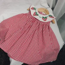 Летнее Детское платье хлопковое милое платье с вышивкой клубники для маленьких девочек