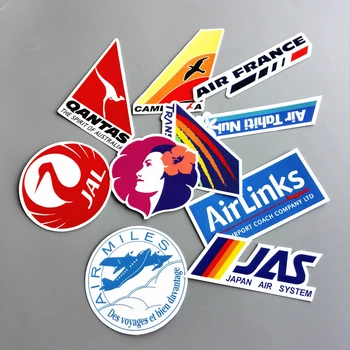 

TD ZW 10 Pieces/lot Airline Logo Pvc Decal Sticker Fashion Trunk Luggage Carrier Laptop Brand Handbag Waterproof Stickers Toys