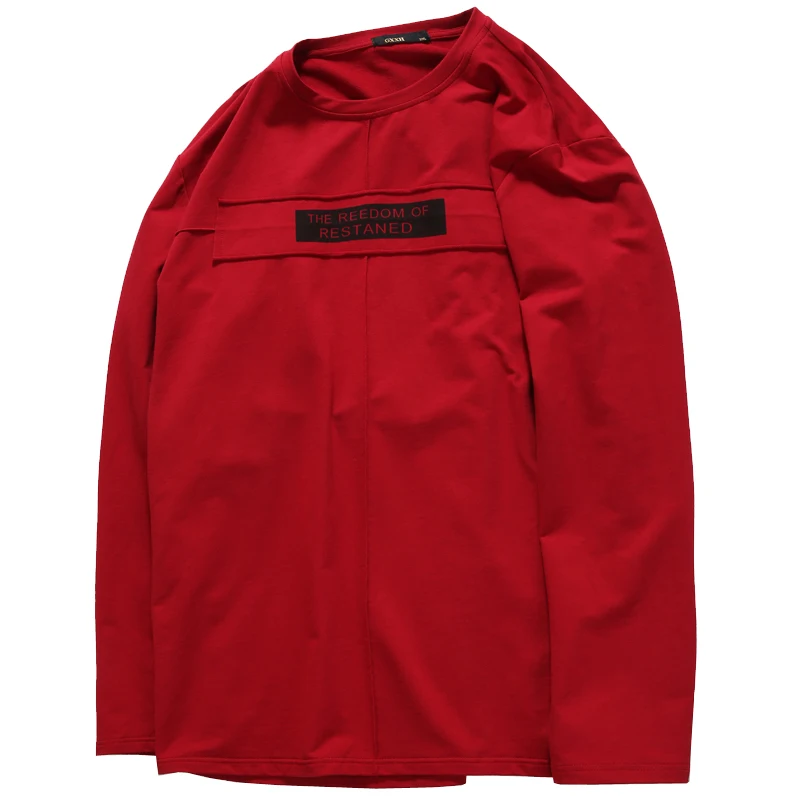 t18124 red GXXH мужские модные футболки, повседневные мужские футболки с длинным рукавом, свободные, для шоу, подходят размера плюс, Мужские 5XL 6xl 7xl, хлопковые топы, одежда - Цвет: t18124 red