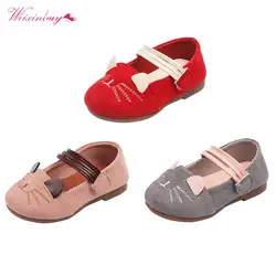 Мягкая обувь для маленьких девочек; нескользящая обувь с рисунком кота Баотоу; детская Осенняя обувь с ремешком и пряжкой