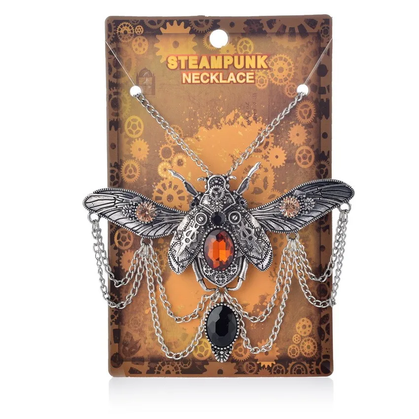 Vintage Beetle Pendant Steampunk Jewelry Necklace