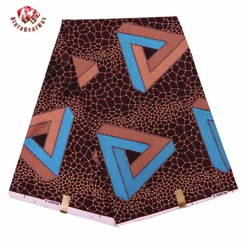 

BintaRealWax Ankara African Fabric Brown 100% Polyester Wax Prints fabric High Quality 6 yards /lot Sewing material for Dress FP