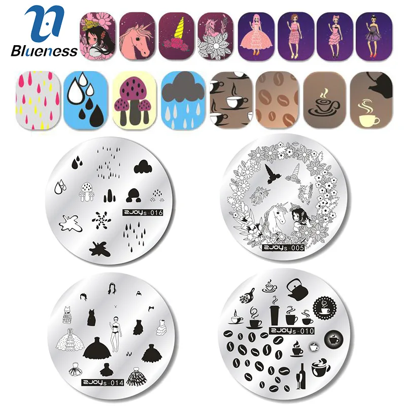 

Blueness 1Pcs Manicure Image Template Stencils Girls Love Flowers Pattern Stainless Steel Nail Art Stamping Plate Nails Tools