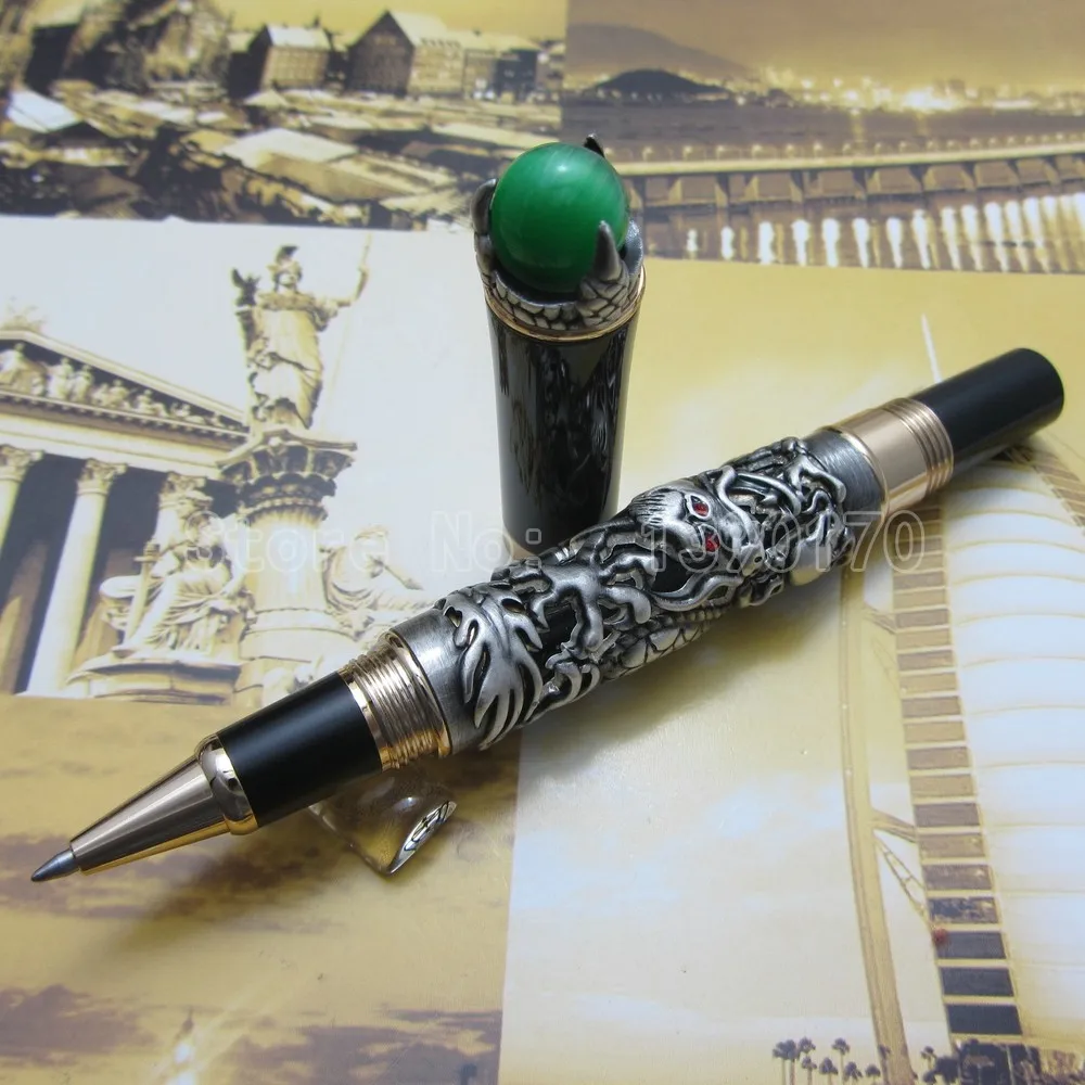 Jinhao H600 дракон король играть жемчуг роллер ручка красивая ретро культура металлическая подарочная ручка с ручкой сумка