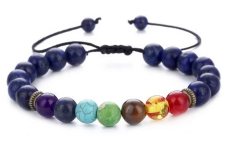 

8mm rope Chakra Healing Balance Reiki Buddha Prayer Yoga Bracelet Onyx Stone cr423 adjusted ball bead Macrame Bangles