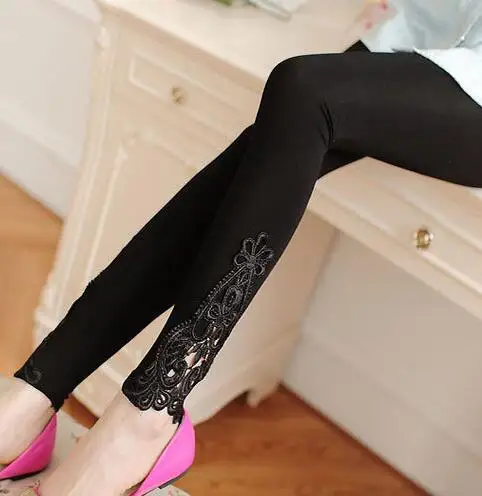 thermal leggings XS-7XL Plus Size Leggings Womens Summer Lace Decoration White Pink Navy Red Leggings Size 7XL 6XL 5xl 4xl 3xl S Custom Made black leggings Leggings