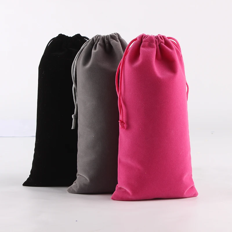 

5pcs/lot 10*20cm High Quality Customized Logo Printed Velvet Drawstring Pouch Packing Gift Makeup Pouch