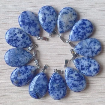 

2018 Fashion bestselling top quality natural sodalite stone flat water drop charms pendants jewelry 50pcs wholesale free