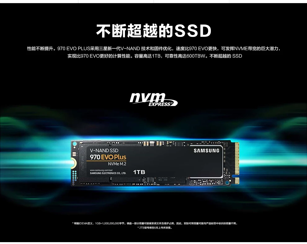 Samsung SSD 970 EVO Plus Series 1 ТБ NVMe M.2 2280 NVMe Внутренний твердотельный жесткий диск SSD PCIe 3,0x4, NVMe 1,3 Новинка