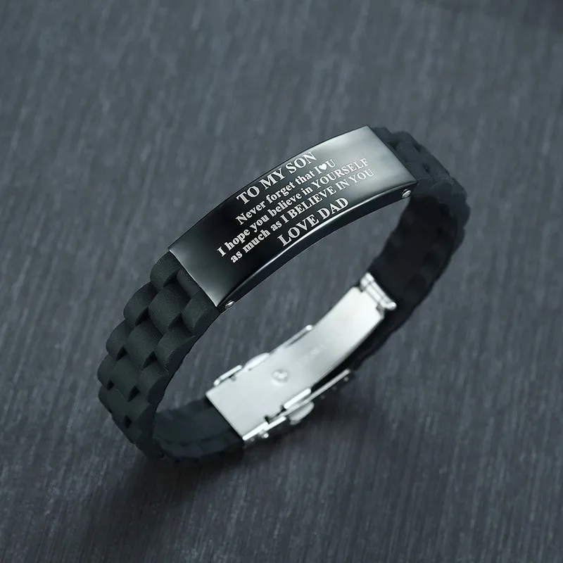 

Inspirational Bracelets Stainless Steel Silicone Engraved Personalized Gifts To My Son To My Daughter Husband Gifts
