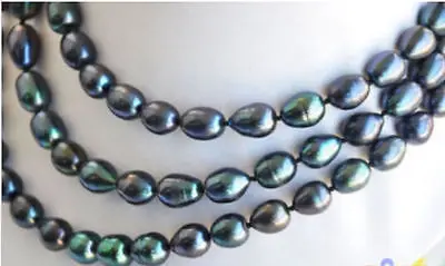 

FREE SHIPPING HOT sell new Style >>>> New hot 9-10mm Tahitian Black Natural Pearl Necklace 50" AAA++