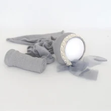 Капот Обертывание Набор новорожденных серый кепка со шнуровкой и свитер обертывание реквизит для фотосессии новорожденный трикотаж стрейч вязать мешок реквизит для фотографии