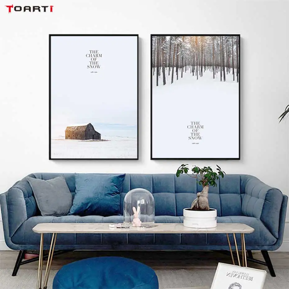 Beautiful Snow Landscape Posters Prints The Charm Of The Snow Quotes Canvas Painting On The Wall Modern Art Pictures Home Decor (4)